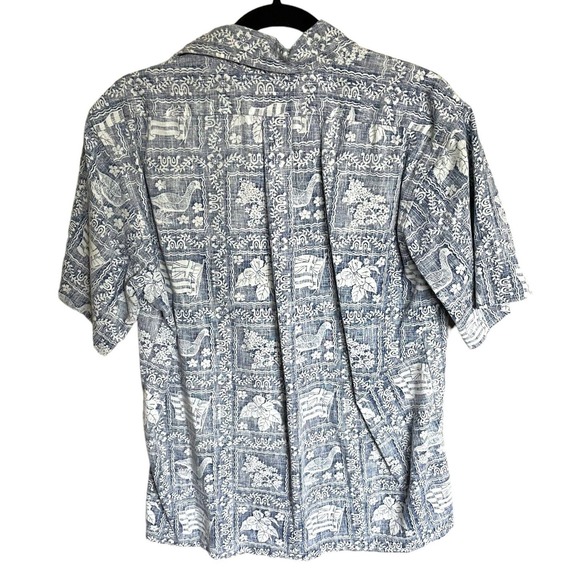 Reyn Spooner Reverse Print Blue White Lahaina Sailor Regular Fit Popover Shirt M - Picture 2 of 4